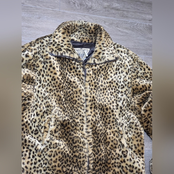 Vintage 90's J Percy For Marvin Richards  Leopard Faux Fur Waist Coat Sz Large - Picture 3 of 10
